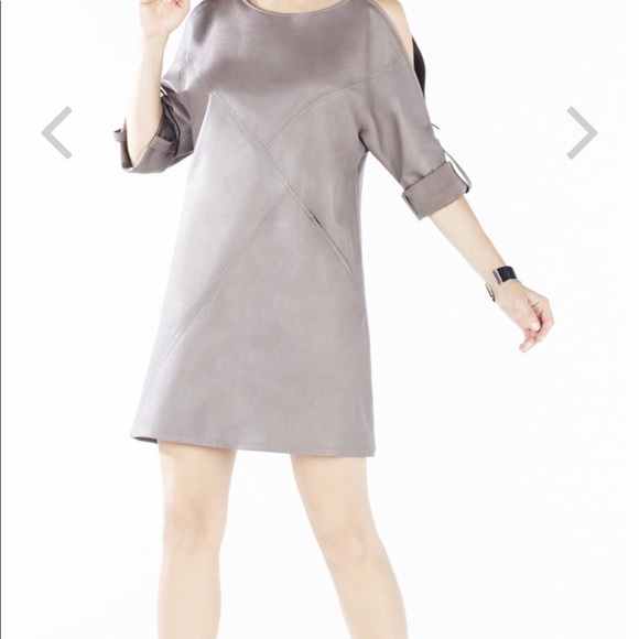 BCBG Yana Zip-Shoulder Faux-Leather Dress - Picture 3 of 7